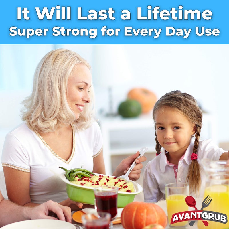 Avant Grub Super Strong  Ergonomic 11 in Serving Spoon 1 Pk. Big  Solid Stainless Steel Spoons for Cooking  Baking and Basting. Best Kitchen Flatware for Buffet and Banquet Service in Restaurants and Homes - Image 2